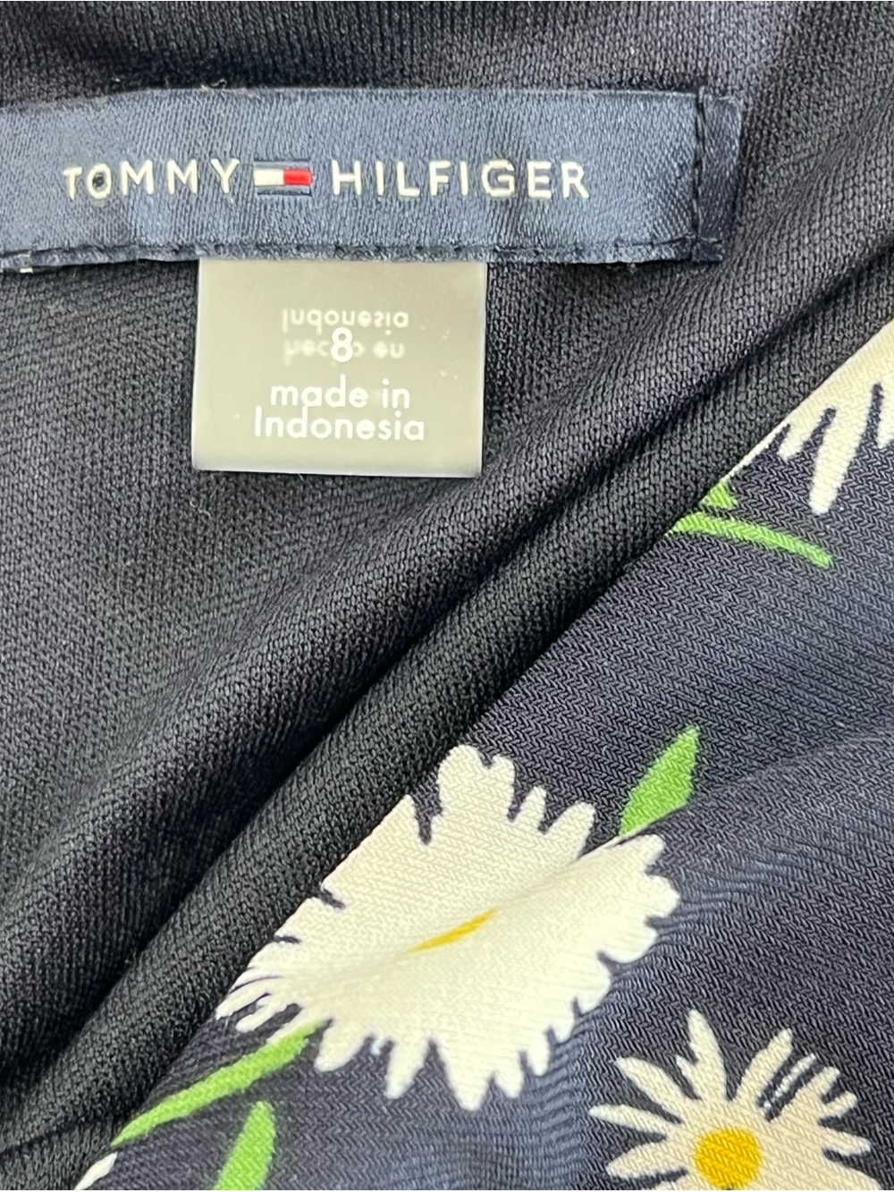 Tommy Hilfiger Wind Blown Daisy Navy V-Neck Midi Jersey Dress 8 Career Dinner - Picture 5 of 8